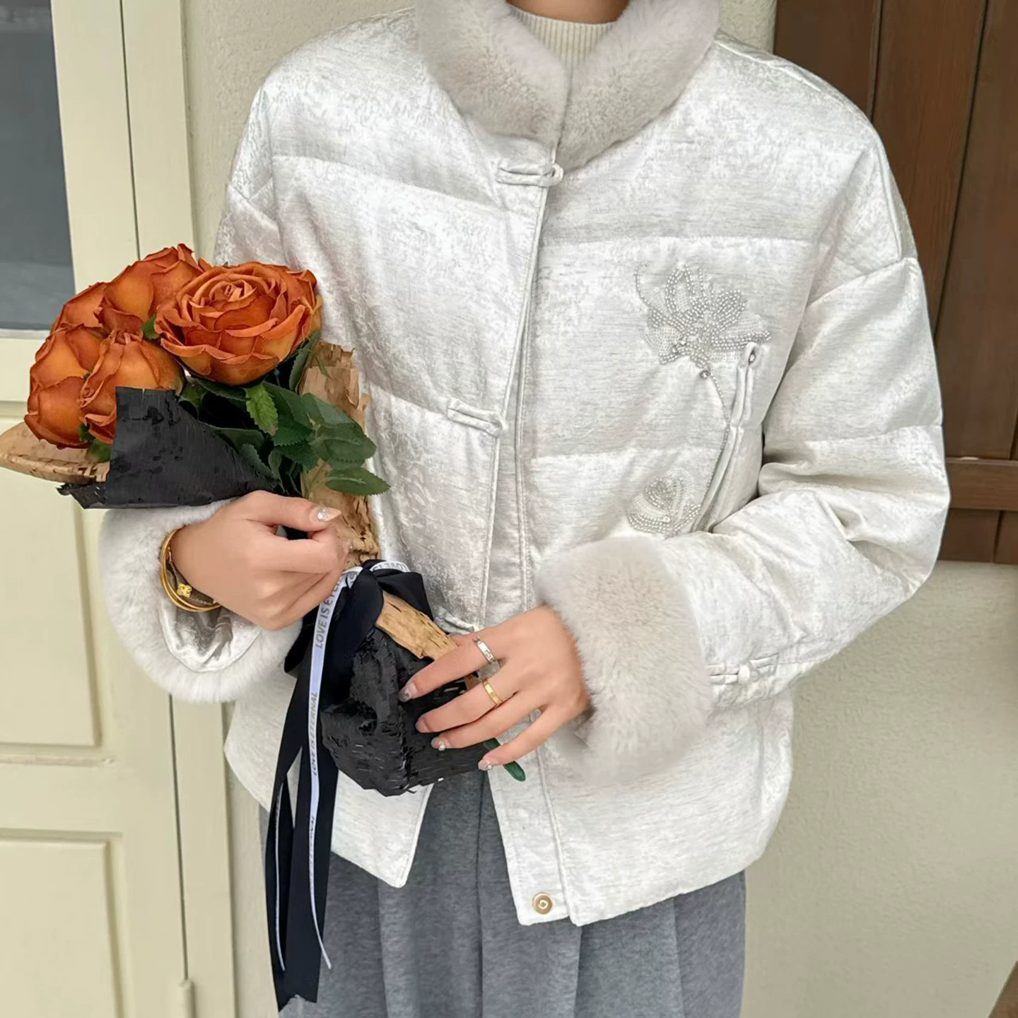 静茹边盘扣棉服保暖羽绒服外套(2025秋冬新款国风)WW9231