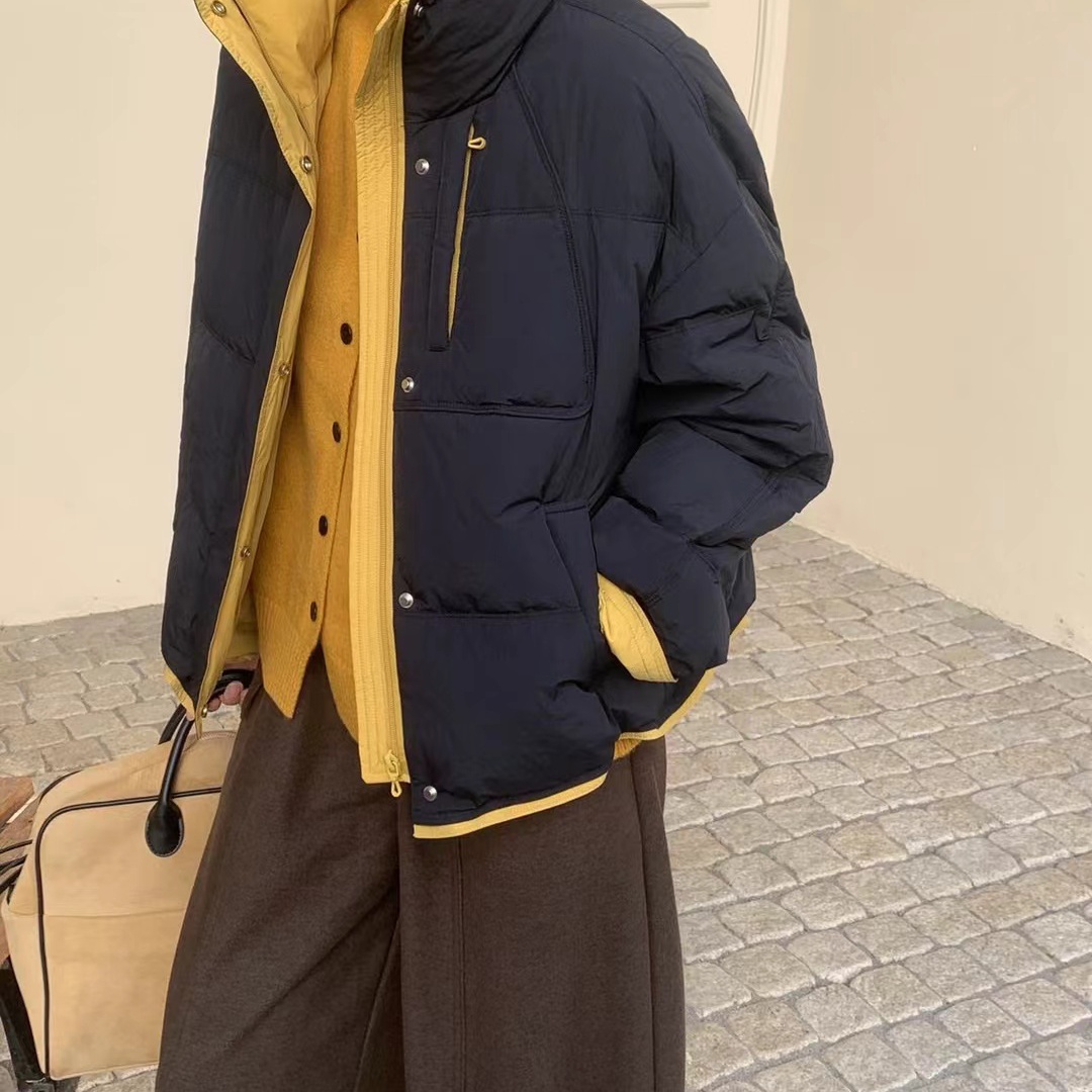 静茹2025冬季抗冻保暖翻领暗门襟保暖羽绒服外套WW11251