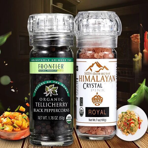 印度代利杰里黑胡椒颗粒50克粉红玫瑰海盐100克手动研磨牛排料