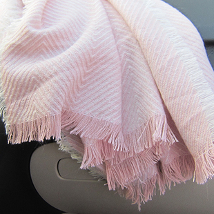 秋冬保暖粉白色磨毛编织围巾文艺风软妹长款加厚百搭少女保暖围脖