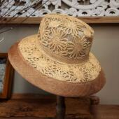 零点兰花春夏轻奢手工大檐拉菲礼帽圆顶镂空花朵百搭优雅遮阳草帽