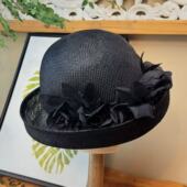 零点兰花春夏轻奢F麻半卷边礼帽桑蚕丝优雅花朵简约优雅遮阳草帽