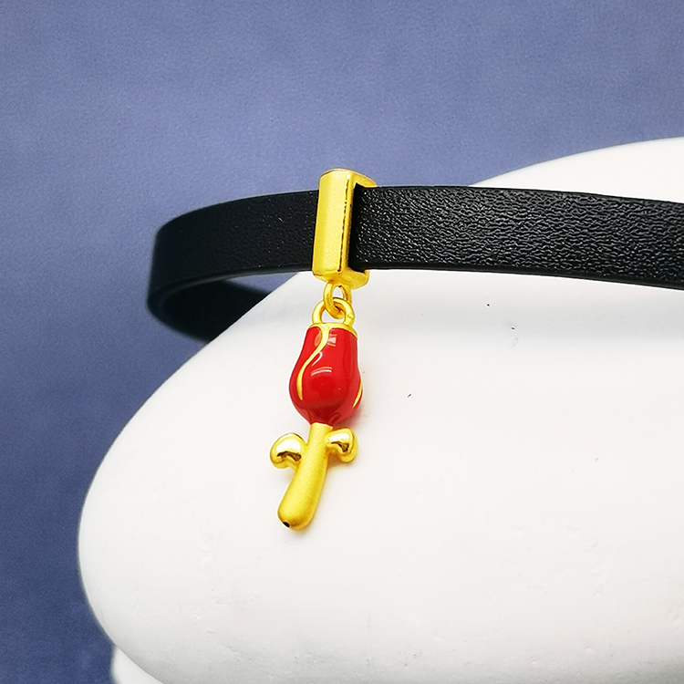 红玫瑰足金项链花朵项链气质百搭