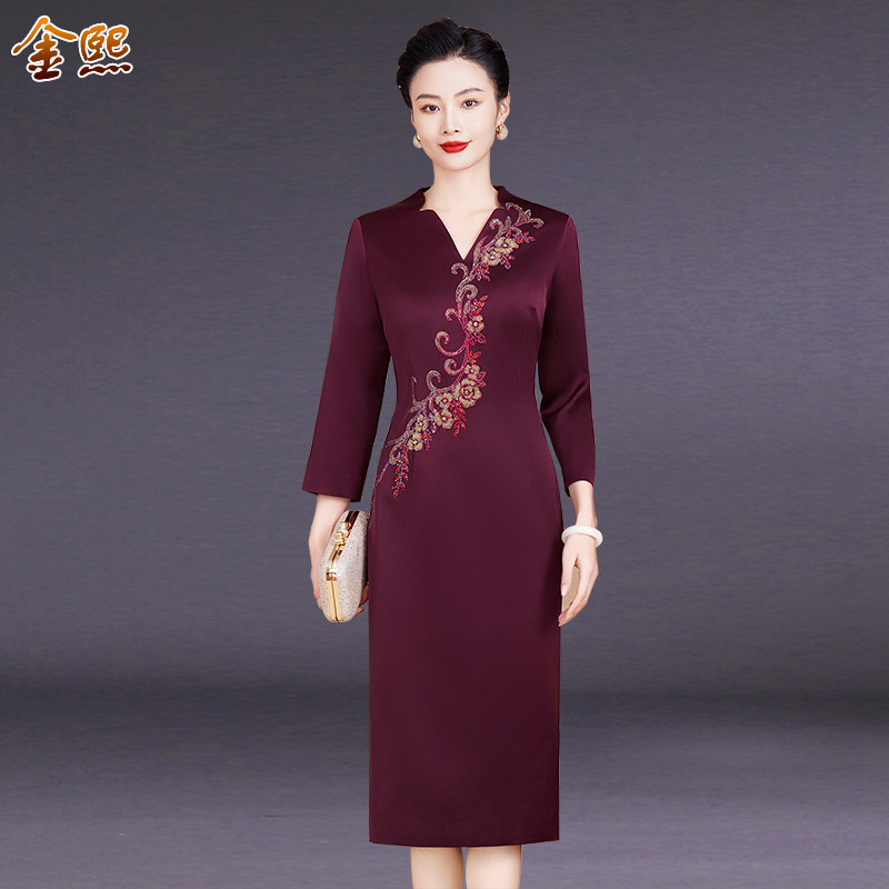 高端妈妈装婚宴礼服连衣裙高贵