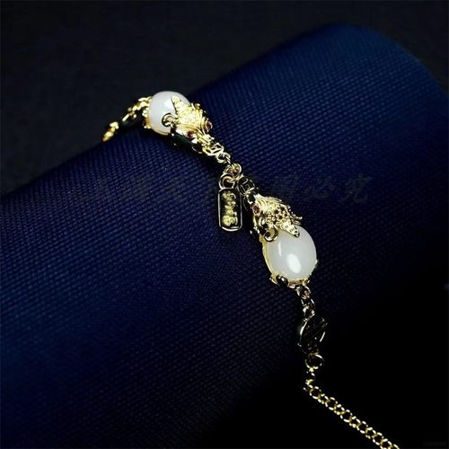 新疆羊脂玉白玉貔貅镶嵌手链