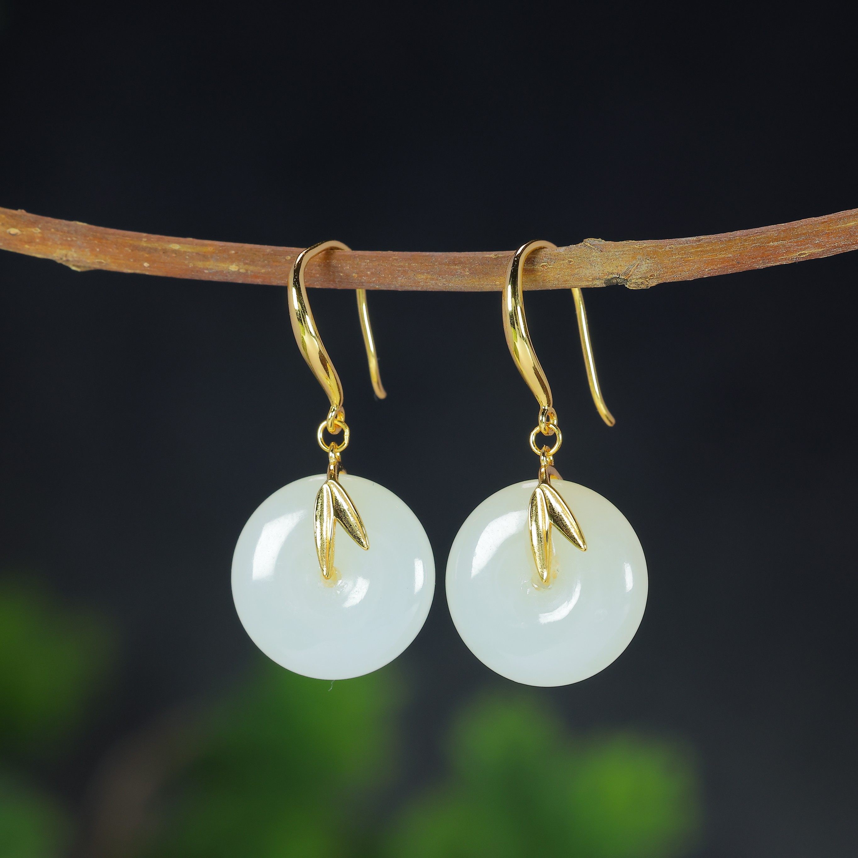 天然和田玉白玉平安扣耳环925银素银新中式复古玉石耳坠耳饰,珠宝/钻石/翡翠,耳饰,淘宝优惠券,粉丝福利购,淘宝优惠卷