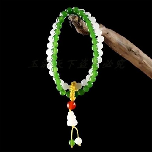新疆羊脂玉白玉双圈手链手串
