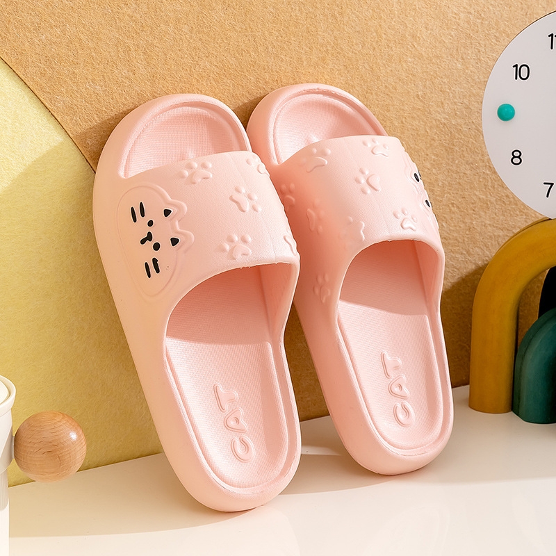 启春夏季糖果彩色居家室内凉拖鞋男女情侣卡通小熊一字拖浴室家用