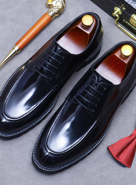 真皮头层牛皮亮皮男士正装商务皮鞋男鞋欧版德比男鞋formal shoes