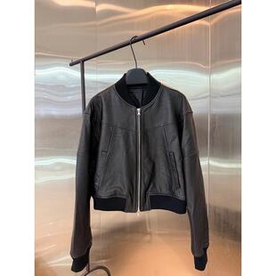 复古机车风短款 夹克拉链皮衣外套
