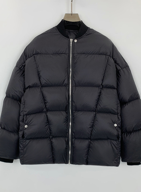 暗黑风羽绒服R025新款绗线设计简约宽松加厚男女同款羽绒服外套