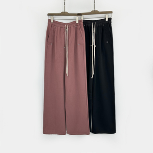 暗黑RO风阔腿裤红色Bela拉链铆钉工装裤男RO高街宽松堆积长裤潮