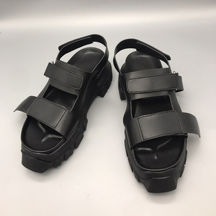 RO2022SS春夏新款 子潮 头层牛皮暗黑男女百搭情侣厚底百搭休闲凉鞋