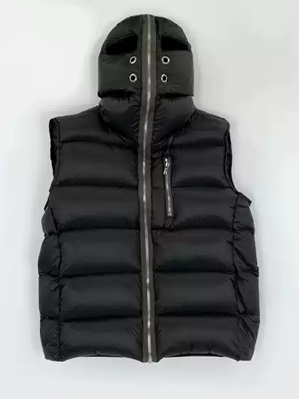 Dark Ro Style New Long Zipper Hooded down Jacket Vest Regular Wide Thickened Coat