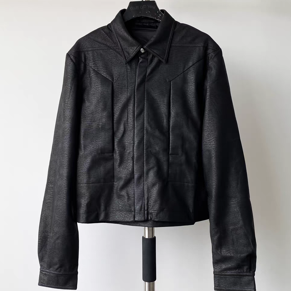 Ro acbt短款小众褶皱复古解构宽松百搭休闲工装皮衣衬衫夹克外套,男装,夹克,淘宝优惠券,粉丝福利购,淘宝优惠卷
