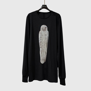 潮流高街百搭长袖 法老人像设计宽松休闲时尚 T恤 26新款 暗黑RO风格