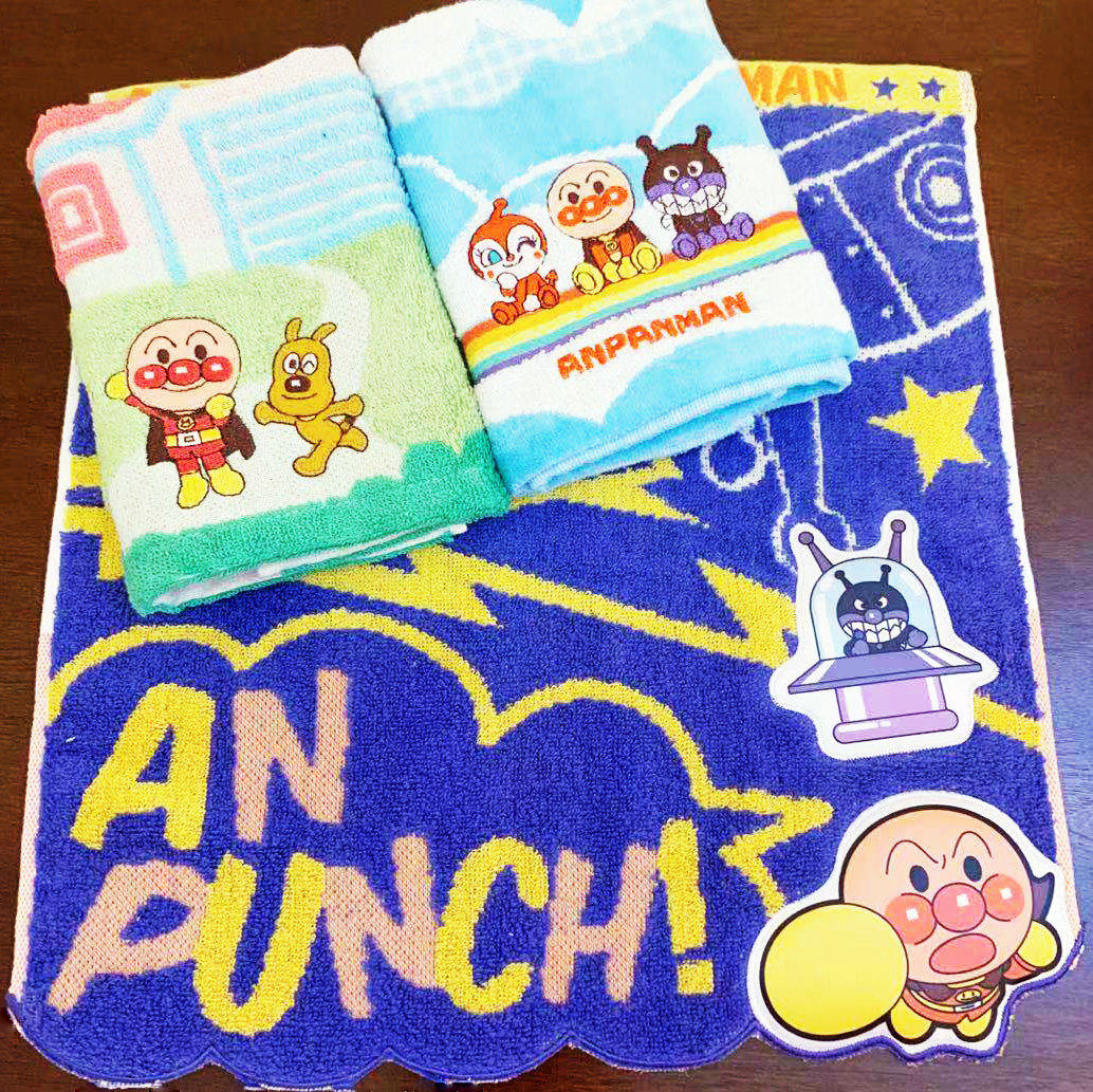 日本进口面包超人棉布口水巾新生婴儿童手帕洗脸巾毛巾方巾手绢