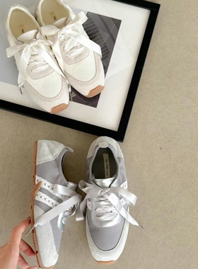 水之心小众复古蕾丝德训鞋平底牛筋底显瘦运动鞋单鞋女2025春秋新