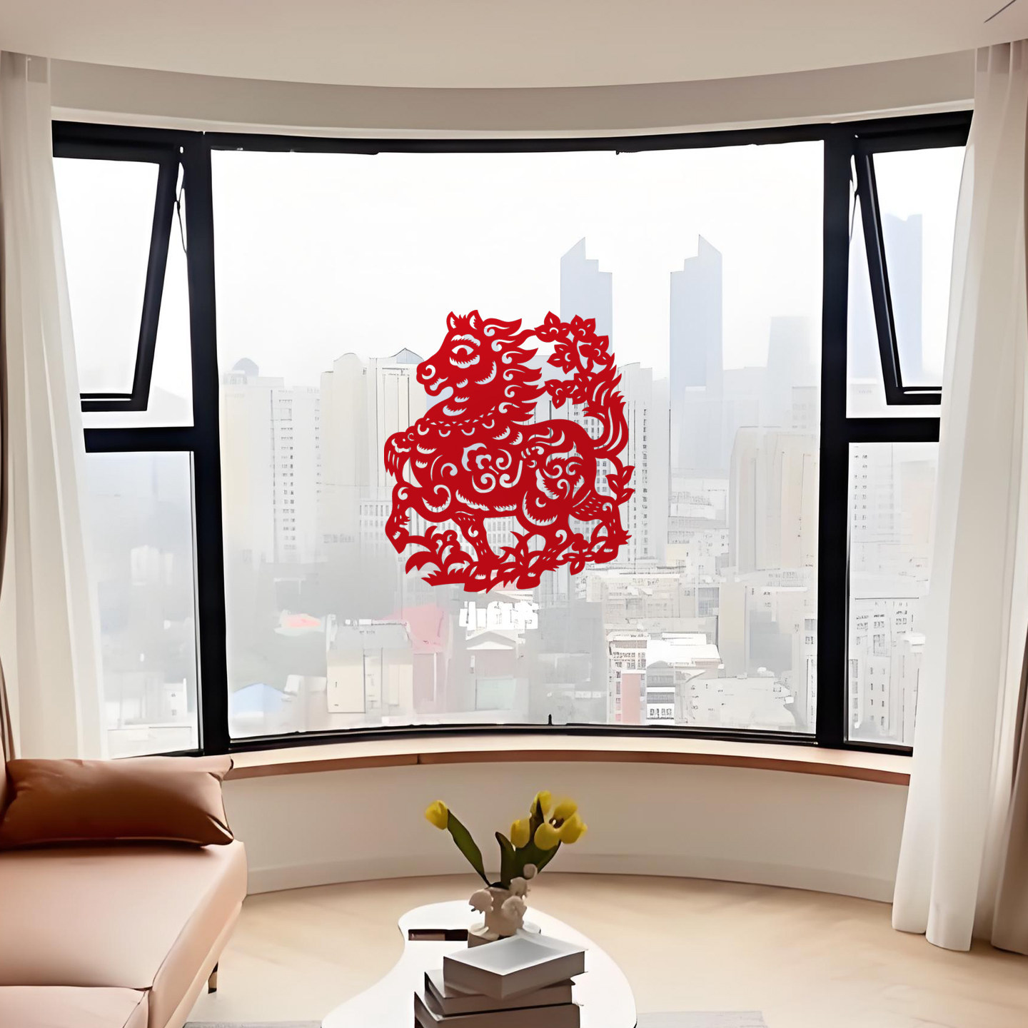 红骧献瑞鸿运当头马年窗花剪纸中国风过年贴福字门贴春节喜庆装饰