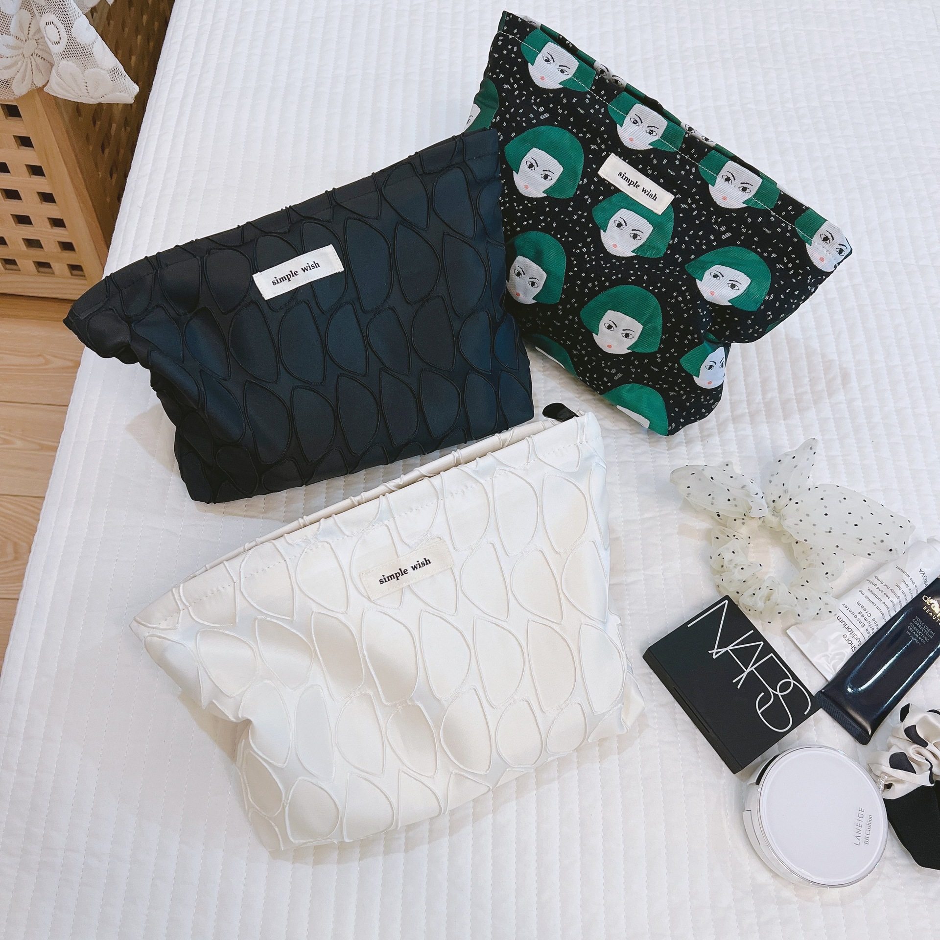 米拉kids新款化妆包大容量质感提花内胆包出差旅行便携拉链收纳袋