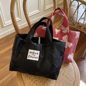 小众设计法式手提包大容量饭盒袋