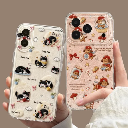 线团猫咪适用苹果17手机壳iphone16promax卡通15plus新款14全包