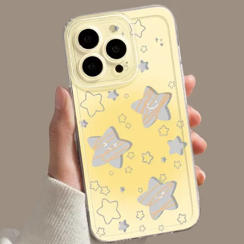镂空黄底星适用苹果17手机壳iphone16promax卡通15plus14全包防摔