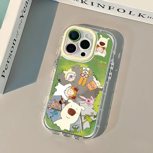 草丛女孩适用iPhone17promax奶油镜面手机壳油16全新15卡通14个