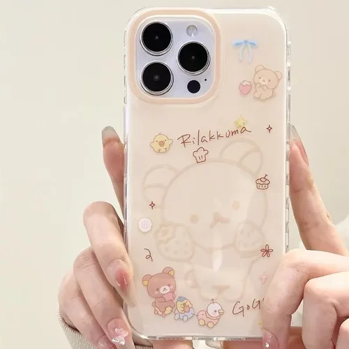 单层可爱熊适用苹果16手机壳新款iphone15promax女生14pro趣味13