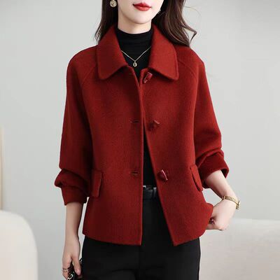 时尚百搭双面绒大衣外套女短款2025秋新品宽松显瘦双面羊毛呢上衣