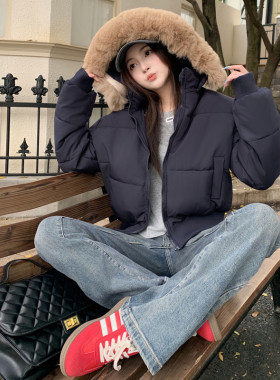 修身款2025冬季新款羽绒棉服女短款棉衣保暖学院百搭外套毛领棉袄