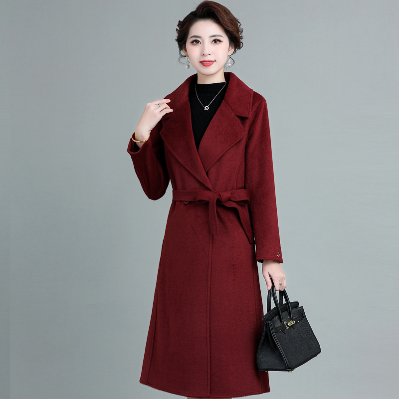 高端手工双面绒大衣外套女长款过膝秋冬时尚显瘦修身气质羊毛呢子