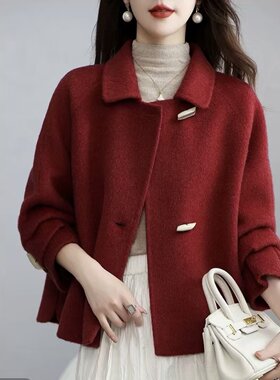 宽松显瘦双面绒羊毛韩版短款外套