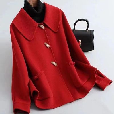 羊毛双面绒短款韩版牛角扣