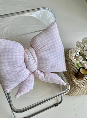 ins少女心粉色蝴蝶结抱枕靠垫客厅沙发飘窗装饰床上枕头手工缝制