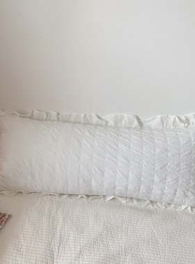 全棉泡泡纱靠背靠垫床上床头靠枕1.2米1.5花边双人枕头少女心卧室