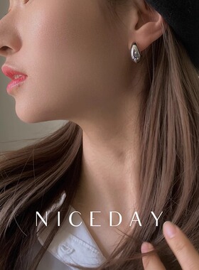 Niceday耳饰ins新款法式复古黄铜镀光面水滴网红素圈同款耳环耳扣
