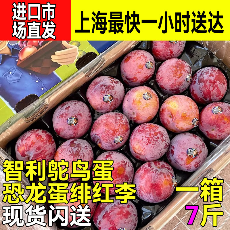 智利鸵鸟蛋恐龙蛋7斤新鲜进口品种品种水果 绯红李 纯甜无酸感