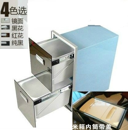 双层加豪华大容量米箱嵌入式米桶米柜厨房储米箱30kg密封米箱带