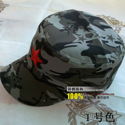 帽男女五星为五角星平顶迷彩帽