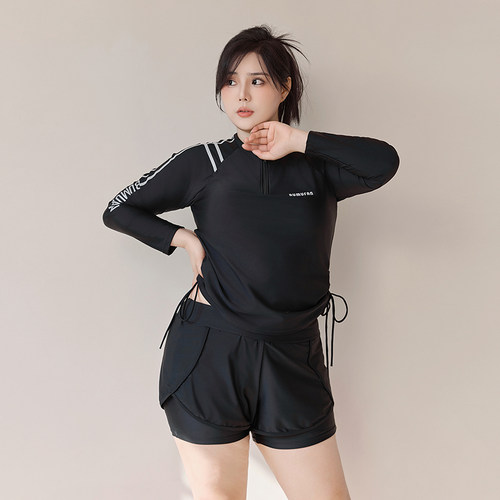 布幕梵运动女生分体平角大码泳衣