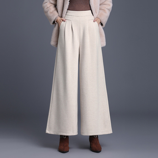 女冬季 宽松休闲直筒裤 裙裤 垂感甩裤 高腰显瘦大脚裤 羊毛呢阔腿裤