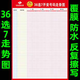 36选7走势图海报福利彩票投注站用品宣传墙贴3D开奖号码挂图可擦
