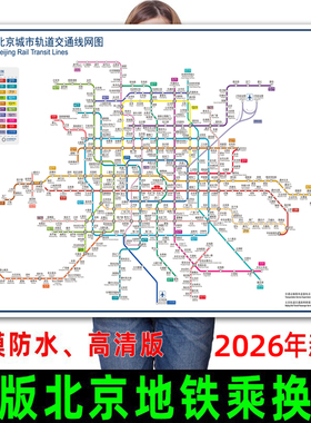 2026年新版北京地铁换乘线路图海报轨道交通出行图挂图规划图定制