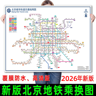 2026年新版北京地铁换乘线路图海报轨道交通出行图挂图规划图定制