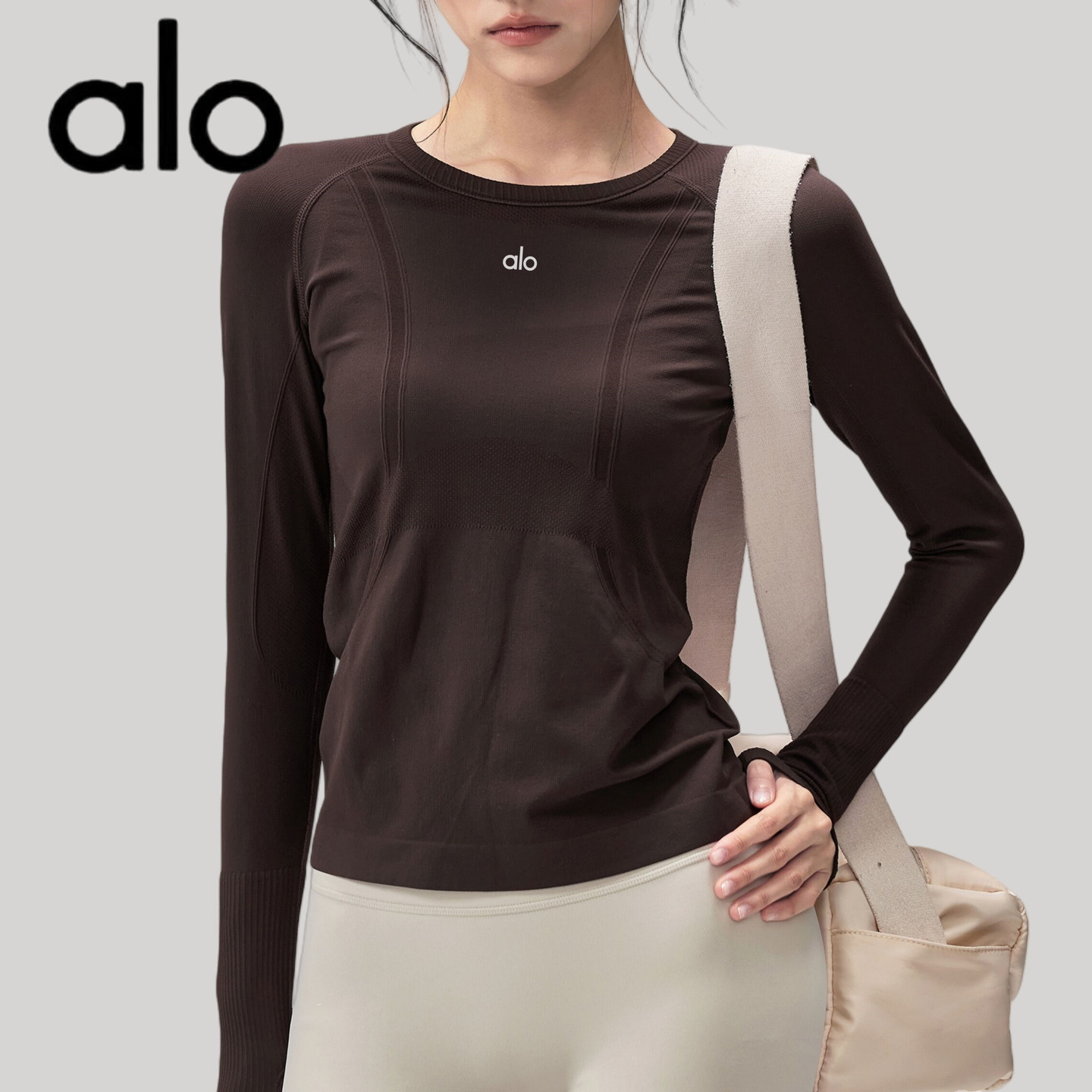 AIo圆领速干高弹跑步长袖普拉提