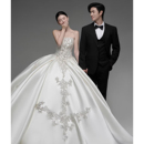 法式 重工缎面主纱女高级感拖尾蓬蓬裙 公主风抹胸婚纱新娘2025新款