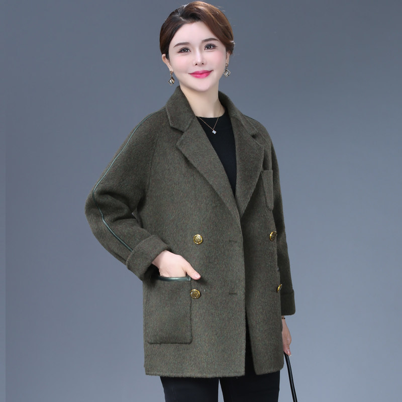 大码双面呢羊绒大衣女宽松秋冬中年妈妈小个子呢子西装领毛呢外套,女装/女士精品,毛呢外套,淘宝优惠券,粉丝福利购,淘宝优惠卷