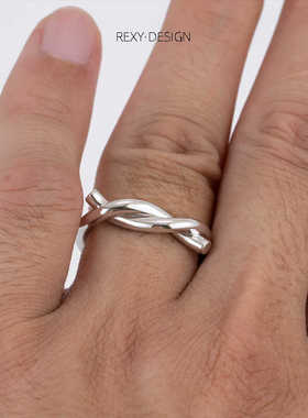 麻花绳结戒指REXYS925银原创设计