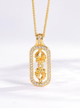 韦雪同款金刚杵新中式复古项链